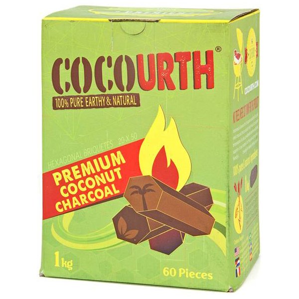 CocoUrth Organic Coconut Charcoal (60 Pieces – Hex)