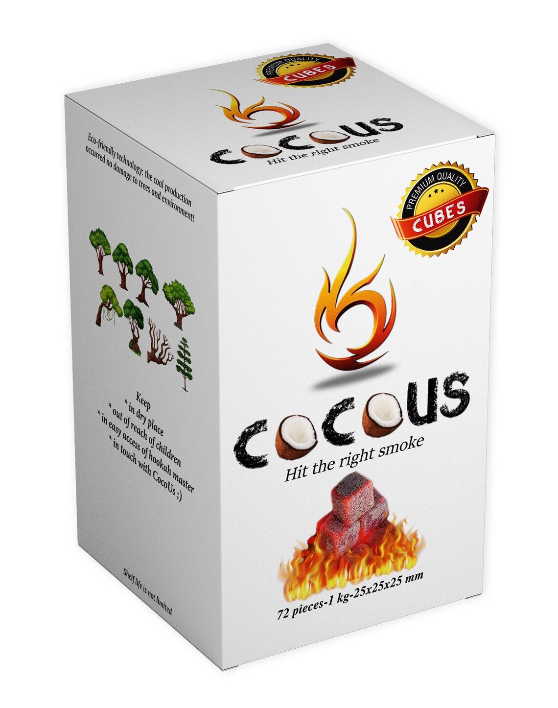 CocoUs Coconut Charcoal (72 Pieces – Cubes)