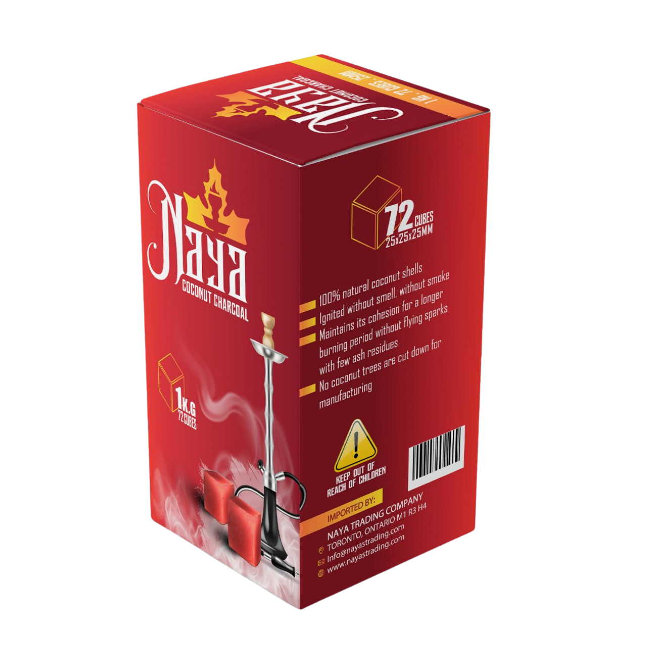 NAYA COCONUT CHARCOAL CUBES - 72 pcs
